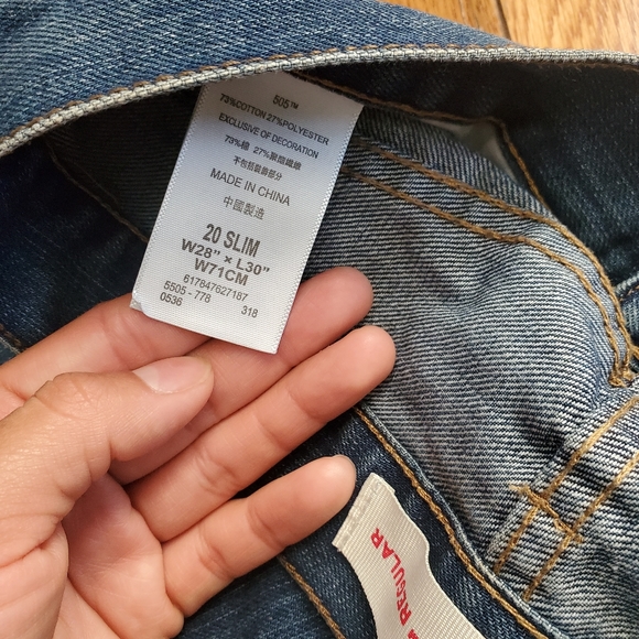 LEVI 505 Regular Dark Wash Denim Jeans - Picture 3 of 6